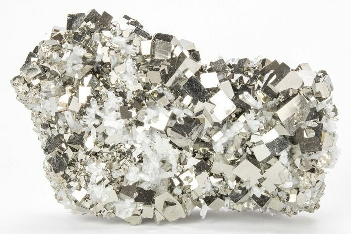 Gleaming Cubic Pyrite and Quartz Crystal Association - Peru #213664